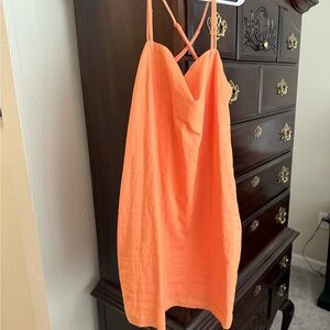 H&M Orange Linen-Blend Dress